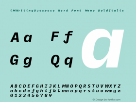 iM Writing Duospace BoldItalic Nerd Font Complete Mono Version 1.005图片样张