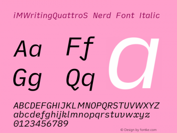 iM Writing Quattro S Italic Nerd Font Complete Version 2.000 Font Sample