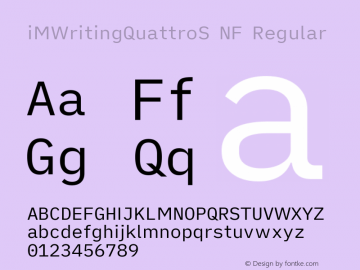 iM Writing Quattro S Regular Nerd Font Complete Windows Compatible Version 2.000 Font Sample