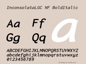 Inconsolata LGC Bold Italic Nerd Font Complete Mono Windows Compatible Version 1.3;Nerd Fonts 2.1.0 Font Sample