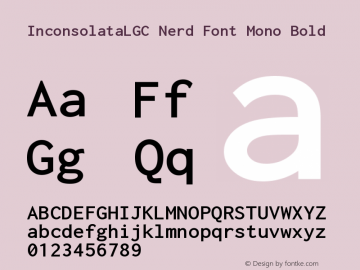 Inconsolata LGC Bold Nerd Font Complete Mono Version 1.3;Nerd Fonts 2.1.0图片样张