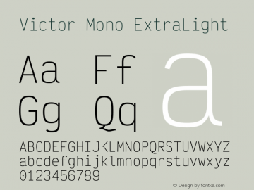 Victor Mono ExtraLight Version 1.300图片样张