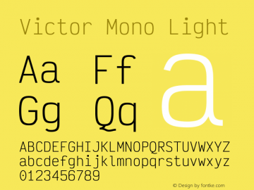 Victor Mono Light Version 1.300 Font Sample