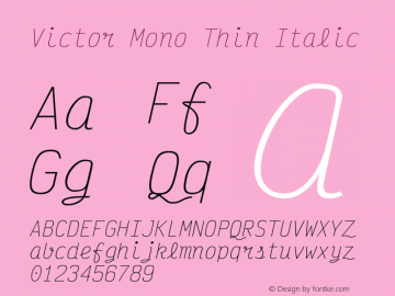 Victor Mono Thin Italic Version 1.300图片样张
