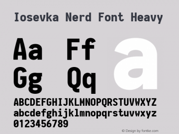 Iosevka Heavy Nerd Font Complete 2.1.0; ttfautohint (v1.8.2) Font Sample