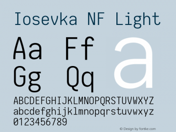 Iosevka Light Nerd Font Complete Mono Windows Compatible 2.1.0; ttfautohint (v1.8.2) Font Sample