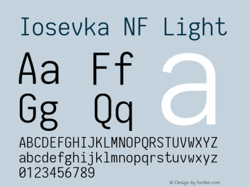 Iosevka Light Nerd Font Complete Windows Compatible 2.1.0; ttfautohint (v1.8.2) Font Sample