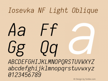 Iosevka Light Oblique Nerd Font Complete Windows Compatible 2.1.0; ttfautohint (v1.8.2)图片样张