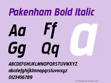 Pakenham Bold Italic Version 2.101 2004 Font Sample