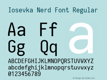 Iosevka Nerd Font Complete 2.1.0; ttfautohint (v1.8.2) Font Sample