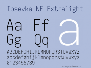 Iosevka Term Extralight Nerd Font Complete Mono Windows Compatible 2.1.0; ttfautohint (v1.8.2)图片样张