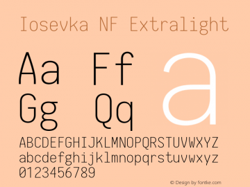 Iosevka Term Extralight Nerd Font Complete Windows Compatible 2.1.0; ttfautohint (v1.8.2)图片样张