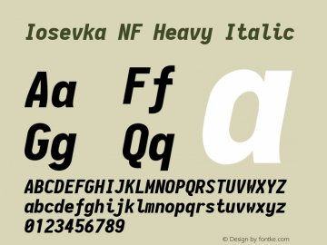Iosevka Term Heavy Italic Nerd Font Complete Mono Windows Compatible 2.1.0; ttfautohint (v1.8.2)图片样张