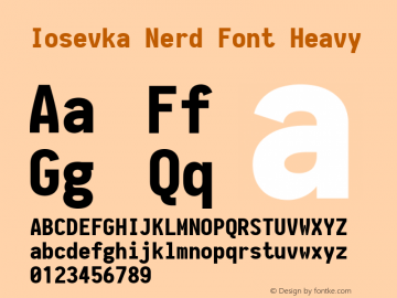 Iosevka Term Heavy Nerd Font Complete 2.1.0; ttfautohint (v1.8.2) Font Sample