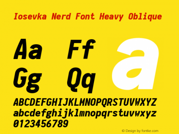 Iosevka Term Heavy Oblique Nerd Font Complete 2.1.0; ttfautohint (v1.8.2)图片样张