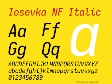 Iosevka Term Italic Nerd Font Complete Windows Compatible 2.1.0; ttfautohint (v1.8.2)图片样张