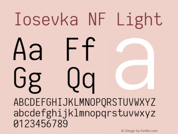 Iosevka Term Light Nerd Font Complete Mono Windows Compatible 2.1.0; ttfautohint (v1.8.2)图片样张