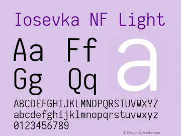 Iosevka Term Light Nerd Font Complete Windows Compatible 2.1.0; ttfautohint (v1.8.2) Font Sample