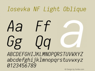 Iosevka Term Light Oblique Nerd Font Complete Mono Windows Compatible 2.1.0; ttfautohint (v1.8.2) Font Sample