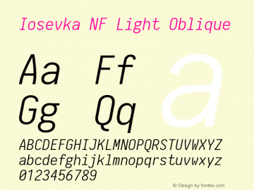 Iosevka Term Light Oblique Nerd Font Complete Windows Compatible 2.1.0; ttfautohint (v1.8.2)图片样张