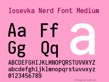 Iosevka Term Medium Nerd Font Complete 2.1.0; ttfautohint (v1.8.2) Font Sample