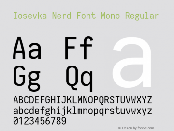 Iosevka Term Nerd Font Complete Mono 2.1.0; ttfautohint (v1.8.2) Font Sample