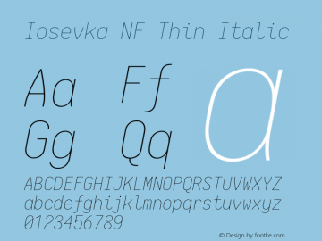 Iosevka Term Thin Italic Nerd Font Complete Windows Compatible 2.1.0; ttfautohint (v1.8.2)图片样张