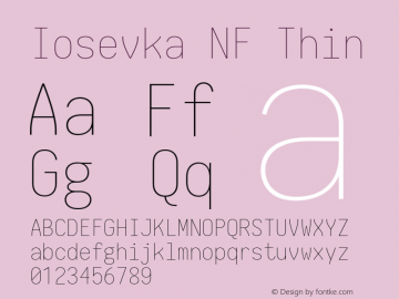 Iosevka Term Thin Nerd Font Complete Windows Compatible 2.1.0; ttfautohint (v1.8.2)图片样张