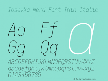 Iosevka Thin Italic Nerd Font Complete 2.1.0; ttfautohint (v1.8.2)图片样张