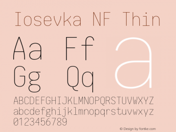 Iosevka Thin Nerd Font Complete Windows Compatible 2.1.0; ttfautohint (v1.8.2)图片样张