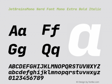 JetBrains Mono ExtBd Ita Nerd Font Complete Mono Version 1.000; ttfautohint (v1.8.3)图片样张