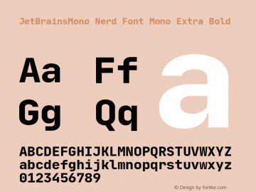 JetBrains Mono Extra Bold Nerd Font Complete Mono Version 1.000; ttfautohint (v1.8.3)图片样张
