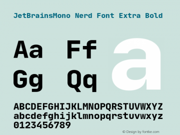 JetBrains Mono Extra Bold Nerd Font Complete Version 1.000; ttfautohint (v1.8.3)图片样张