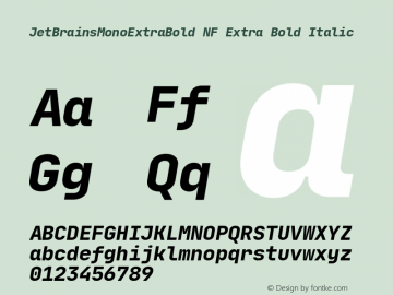 JetBrains Mono ExtraBold ExBd I Nerd Font Complete Mono Windows Compatible Version 1.0.2; ttfautohint (v1.8.3)图片样张