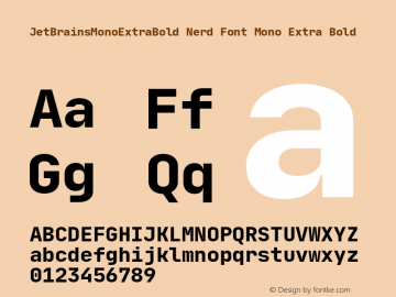 JetBrains Mono ExtraBold ExtBd Nerd Font Complete Mono Version 1.0.2; ttfautohint (v1.8.3)图片样张