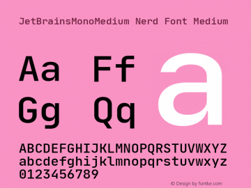 JetBrains Mono Medium Medium Nerd Font Complete Version 1.0.2; ttfautohint (v1.8.3) Font Sample