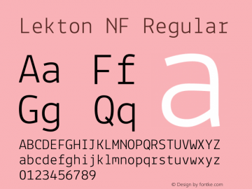Lekton Nerd Font Complete Windows Compatible Version 34.000 Font Sample