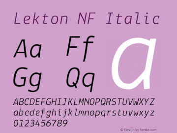 Lekton-Italic Nerd Font Complete Mono Windows Compatible Version 3.000 Font Sample