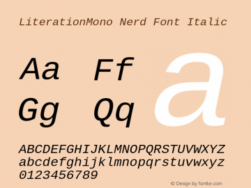 Literation Mono Italic Nerd Font Complete Version 2.00.5图片样张