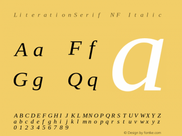 Literation Serif Italic Nerd Font Complete Mono Windows Compatible Version 2.00.5 Font Sample