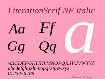 Literation Serif Italic Nerd Font Complete Windows Compatible Version 2.00.5 Font Sample