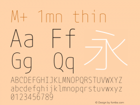 M+ 1mn thin  Font Sample