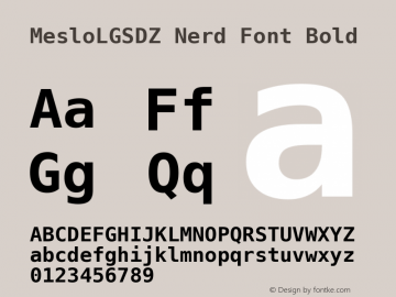 Meslo LG S DZ Bold Nerd Font Complete 1.210 Font Sample