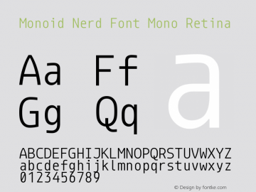 Monoid Retina Nerd Font Complete Mono Version 0.62;Nerd Fonts 2.1. Font Sample