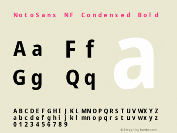 Noto Sans Condensed Bold Nerd Font Complete Mono Windows Compatible Version 2.000;GOOG;noto-source:20170915:90ef993387c0; ttfautohint (v1.7) Font Sample