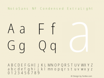 Noto Sans Condensed ExtraLight Nerd Font Complete Mono Windows Compatible Version 2.000;GOOG;noto-source:20170915:90ef993387c0; ttfautohint (v1.7) Font Sample