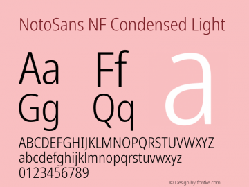 Noto Sans Condensed Light Nerd Font Complete Windows Compatible Version 2.000;GOOG;noto-source:20170915:90ef993387c0; ttfautohint (v1.7) Font Sample