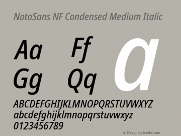 Noto Sans Condensed Medium Italic Nerd Font Complete Windows Compatible Version 2.000;GOOG;noto-source:20170915:90ef993387c0; ttfautohint (v1.7)图片样张