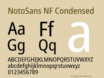 Noto Sans Condensed Nerd Font Complete Windows Compatible Version 2.000;GOOG;noto-source:20170915:90ef993387c0; ttfautohint (v1.7) Font Sample
