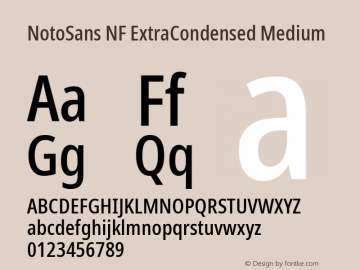 Noto Sans ExtraCondensed Medium Nerd Font Complete Windows Compatible Version 2.000;GOOG;noto-source:20170915:90ef993387c0; ttfautohint (v1.7) Font Sample